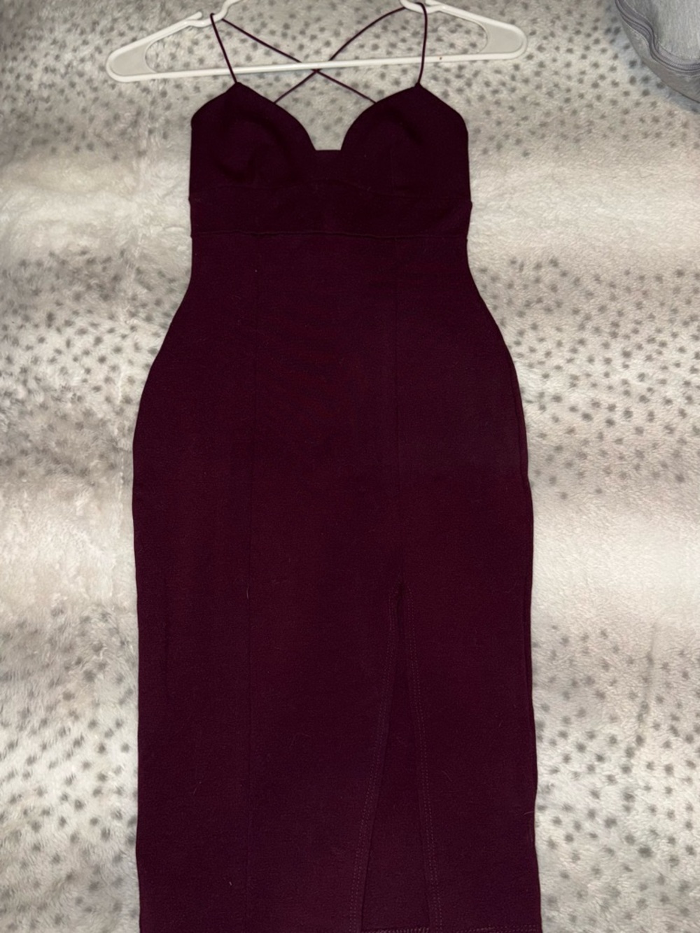 Fashion Nova Burgundy Crisscross Strap Midi Dress